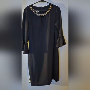 London Times Black Long Sleeve Dress